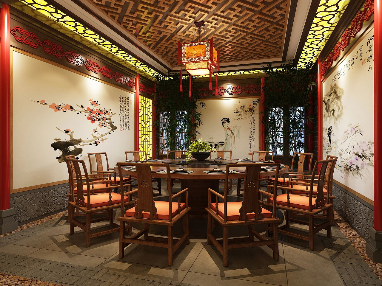 洛陽火鍋店設(shè)計-中式火鍋店裝修設(shè)計效果圖