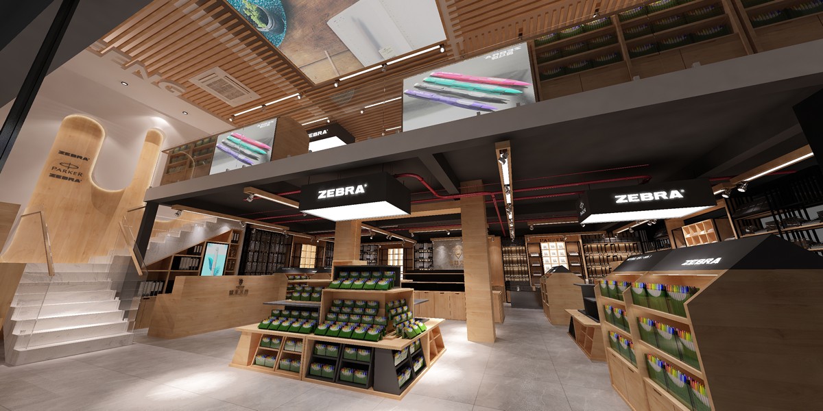 130平米鄭州文具專(zhuān)賣(mài)店裝修設(shè)計(jì)效果圖