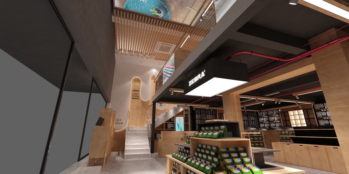 130平米鄭州文具專(zhuān)賣(mài)店裝修設(shè)計(jì)效果圖