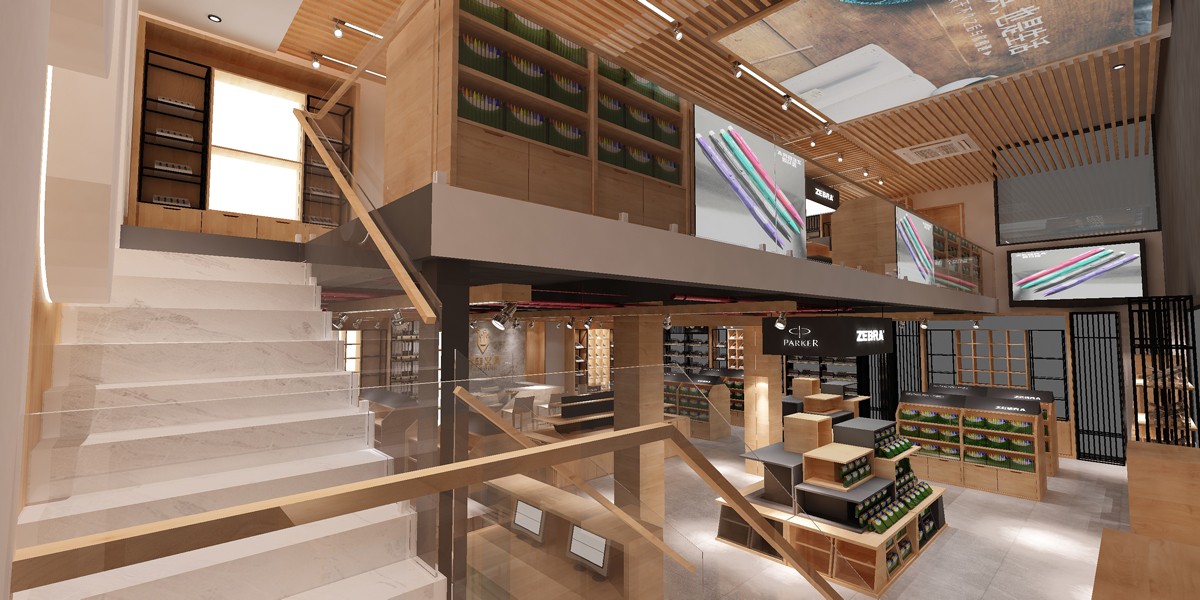 130平米鄭州文具專(zhuān)賣(mài)店裝修設(shè)計(jì)效果圖