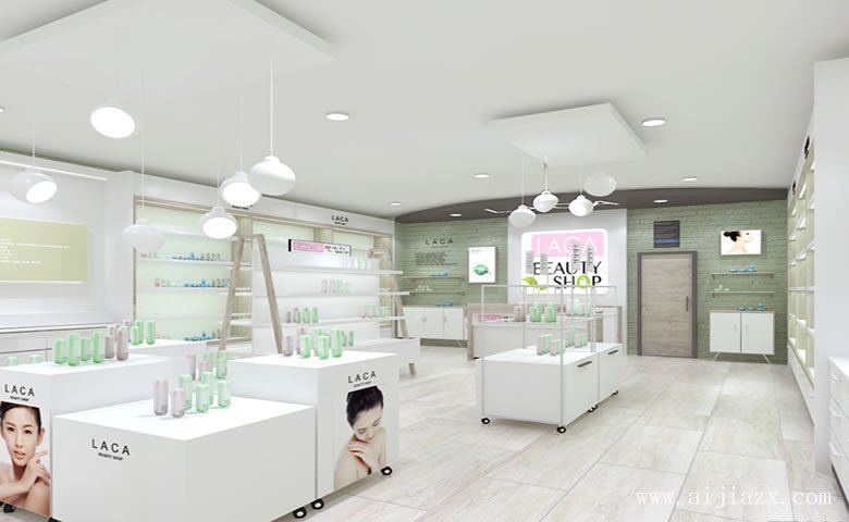 白色簡(jiǎn)約化妝品專(zhuān)賣(mài)店鋪裝修效果圖