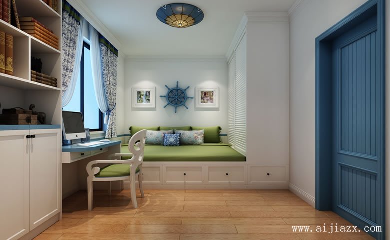 實(shí)用的地中海風(fēng)格書(shū)房裝修效果圖