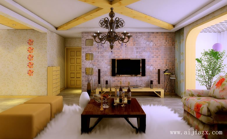 開闊舒適的田園風(fēng)格客廳裝修效果圖