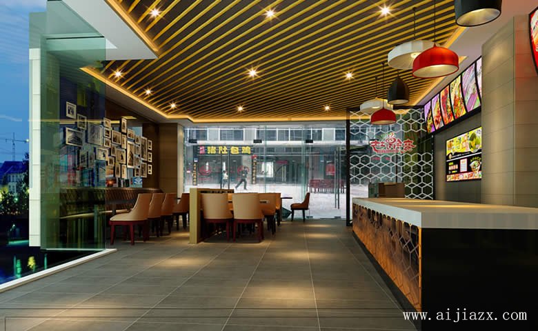 簡單大方的餐館服務(wù)臺修效果圖