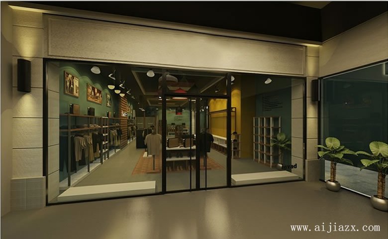 簡(jiǎn)單大方的服裝專(zhuān)賣(mài)店鋪門(mén)面裝修效果圖